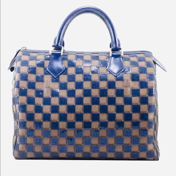 louis vuitton blue checkered bag